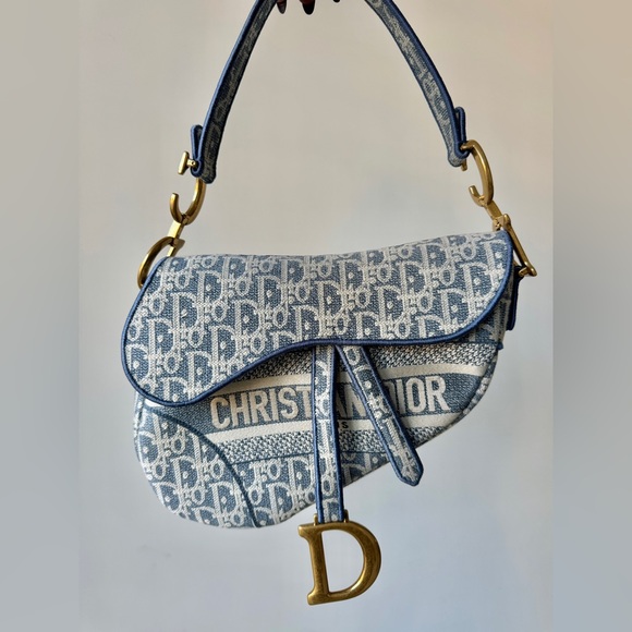 Dior Oblique Jacquard Saddle Bag Blue - Picture 1 of 12